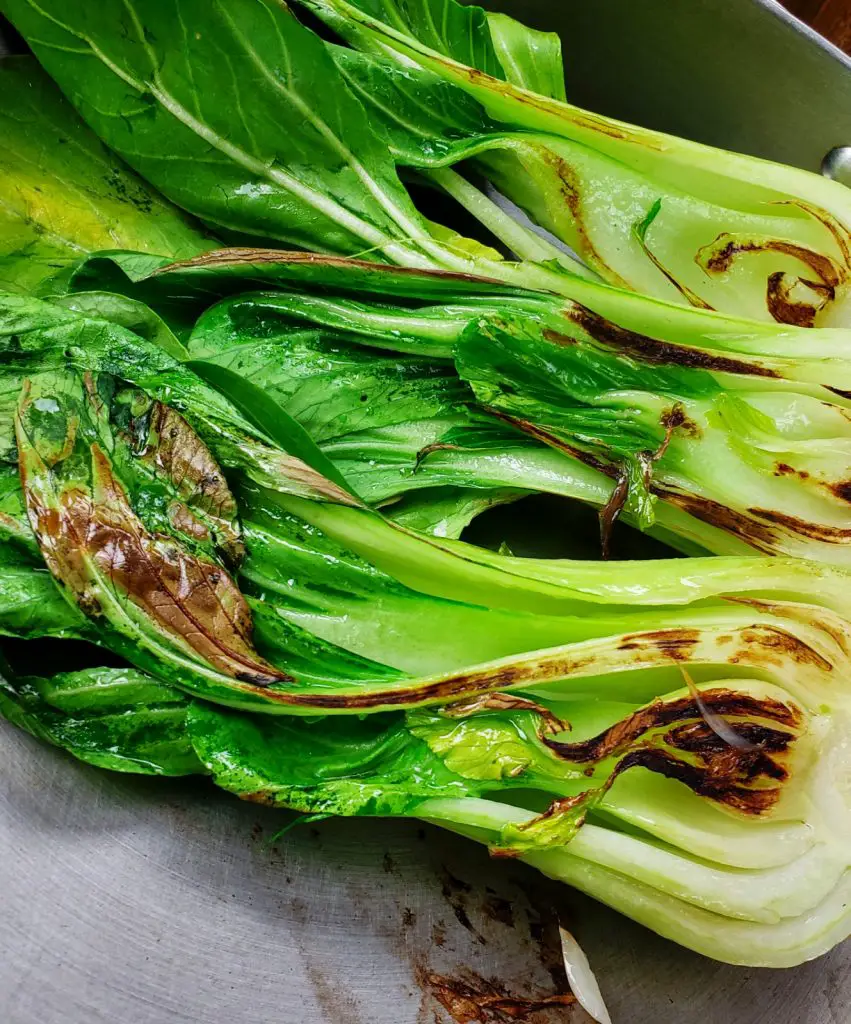 saute bok chok cut side down for browning