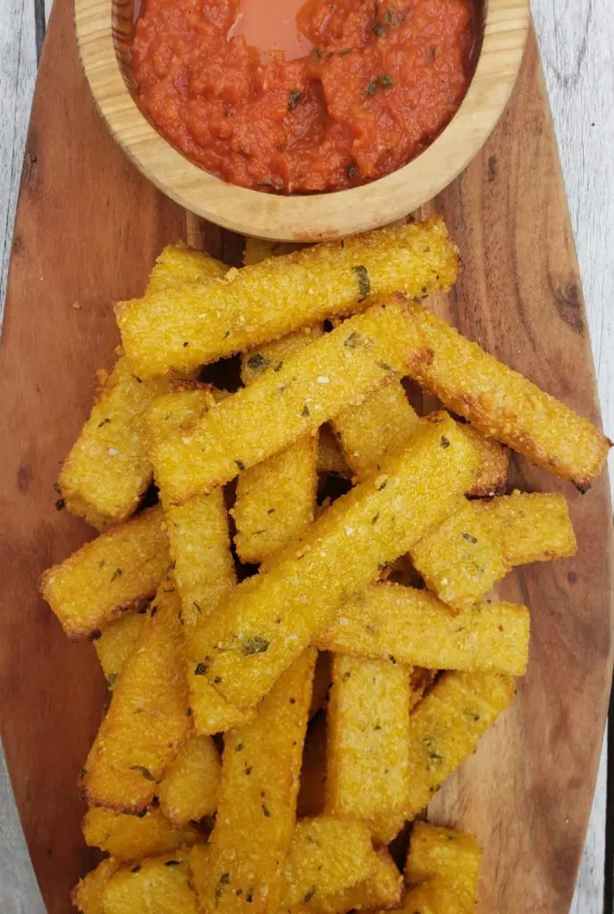 crispy baked polenta fries and tomato sauce