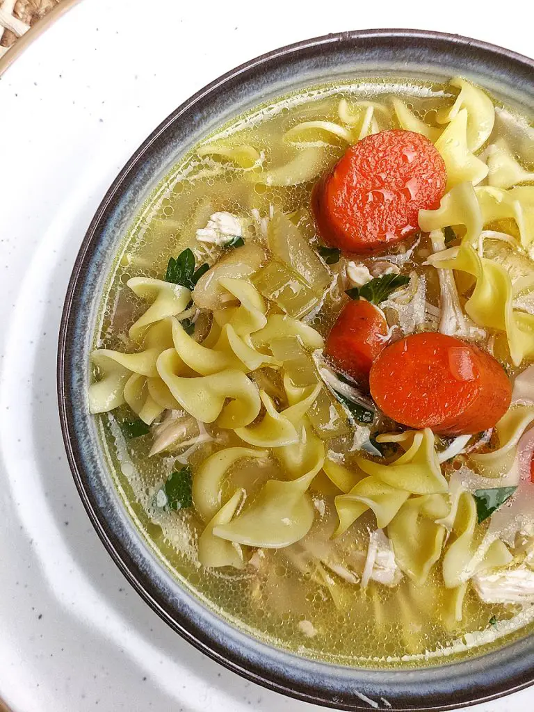bowl of homemade chicken noodle soup