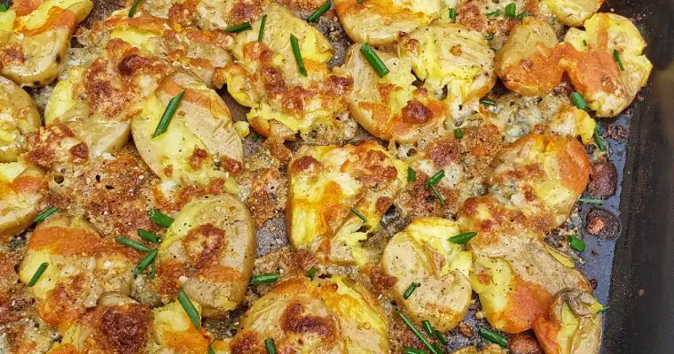 Blue Cheese and Buffalo Smashed Potatoes