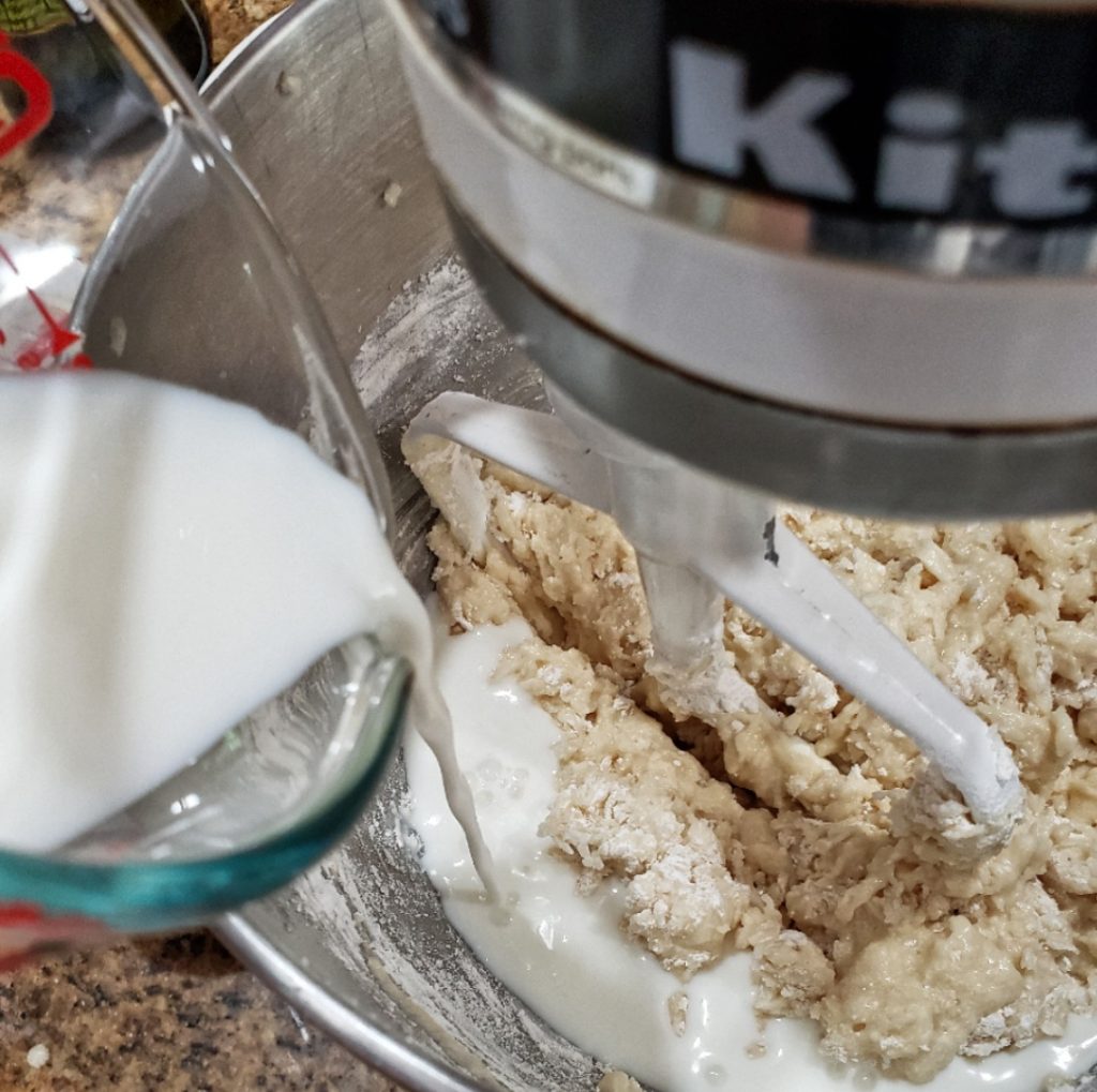 add the milk to cake batter
