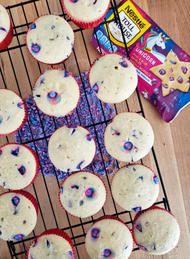baked unfrosted unicorn vanilla cupcakes