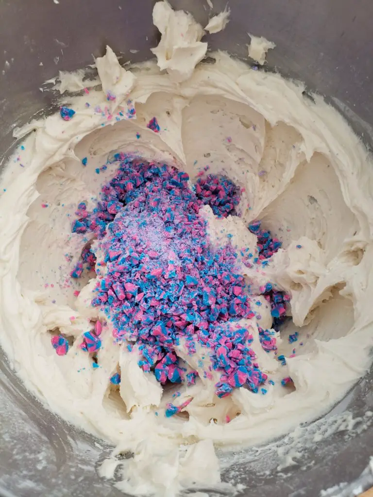 unicorn morsels in butter cream frosting