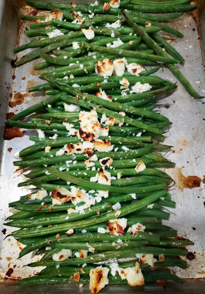 roasted haricot verts with browned feta