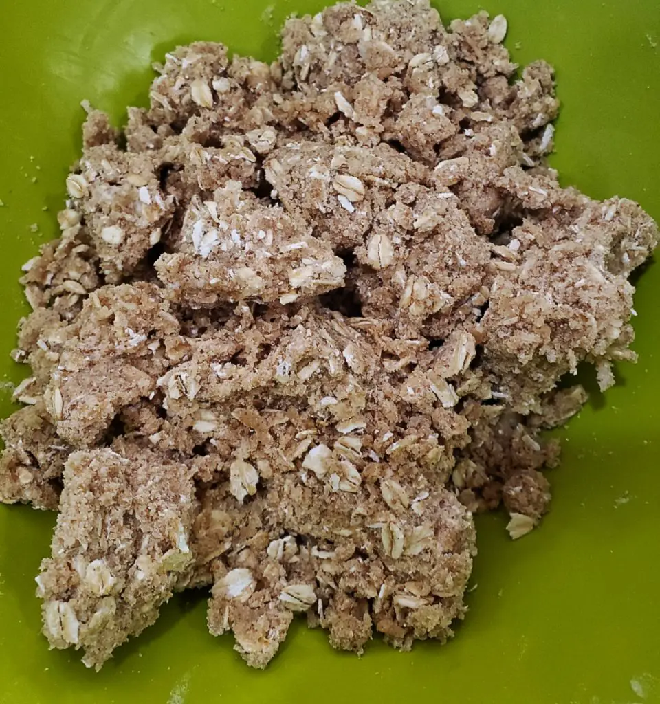 old fashion oats, butter and brown sugar topping for apple crisp