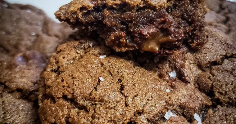 Double Chocolate and Sea Salt Caramel Cookies