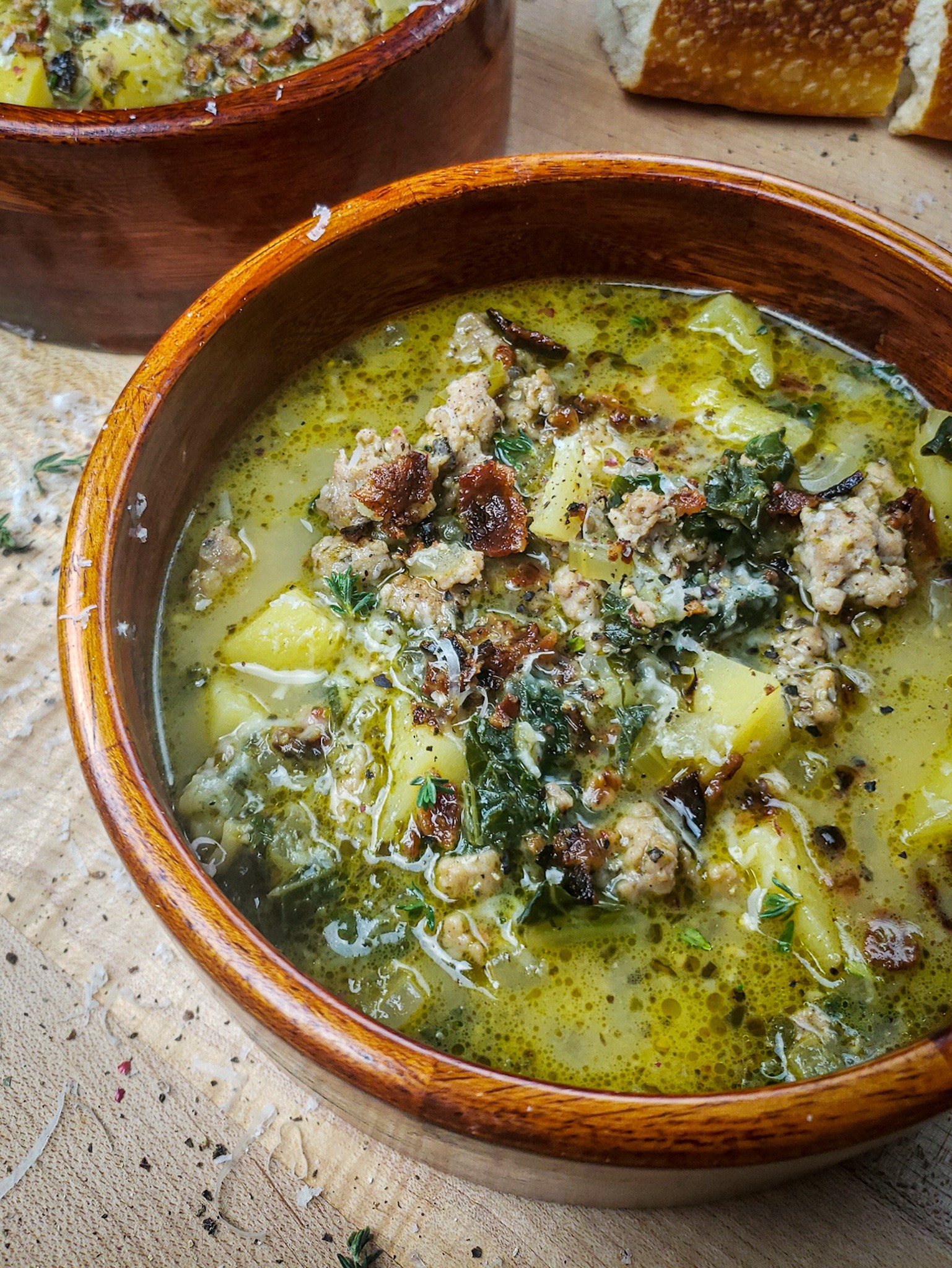 Zuppa Toscana with Basil Pesto & Lemon Broth