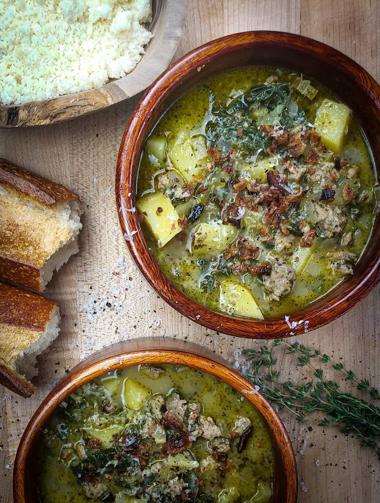 Zuppa Toscana with Basil Pesto & Lemon Broth Salt Sugar Spice