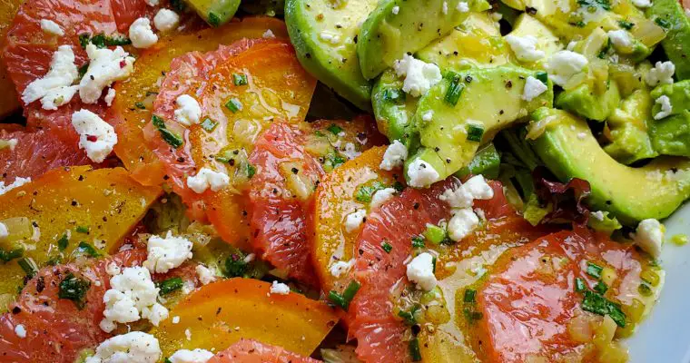 Red Grapefruit, Golden Beet and Avocado Salad