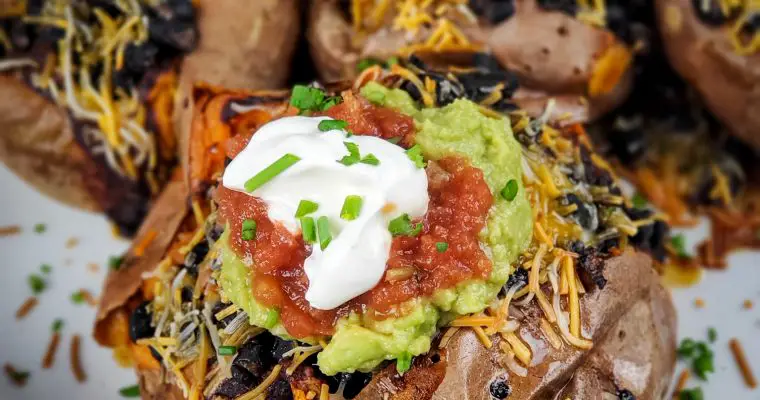 Black Bean Enchilada Stuffed  Sweet Potatoes