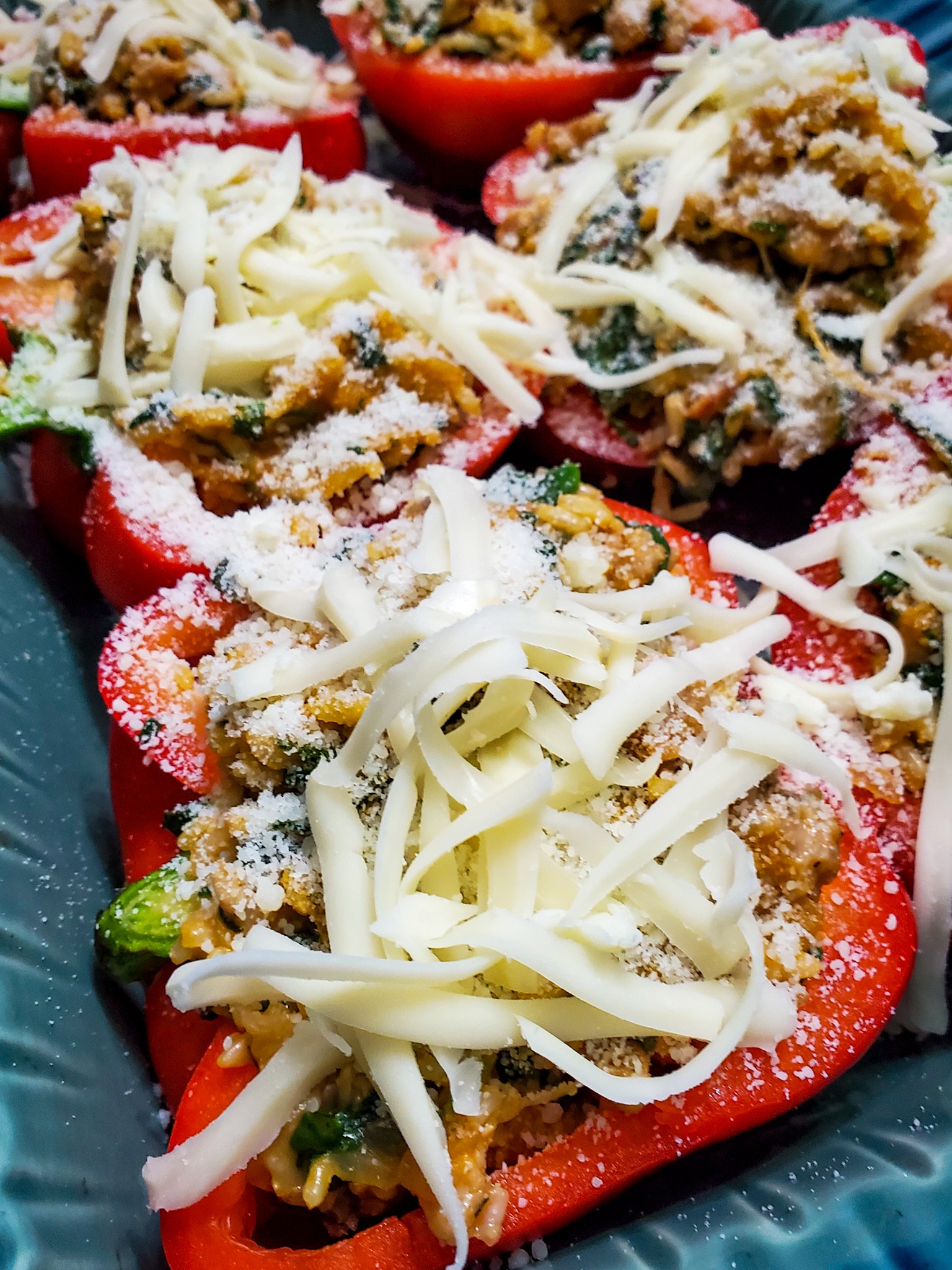 Italian Stuffed Peppers with Chicken Sausage and Spinach | Salt Sugar Spice
