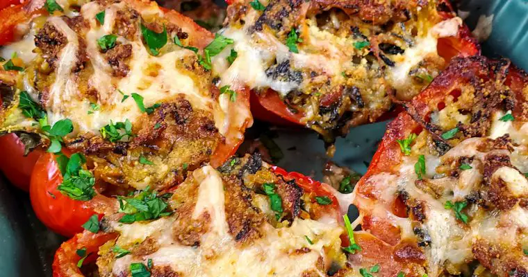 Italian Stuffed Peppers with Chicken Sausage and Spinach