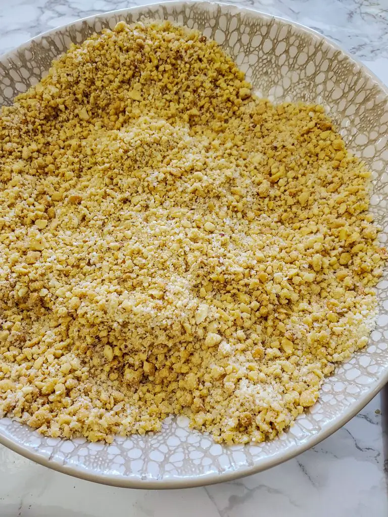 image of finely chopped peanuts and panko from peanut crusted chicken tenders