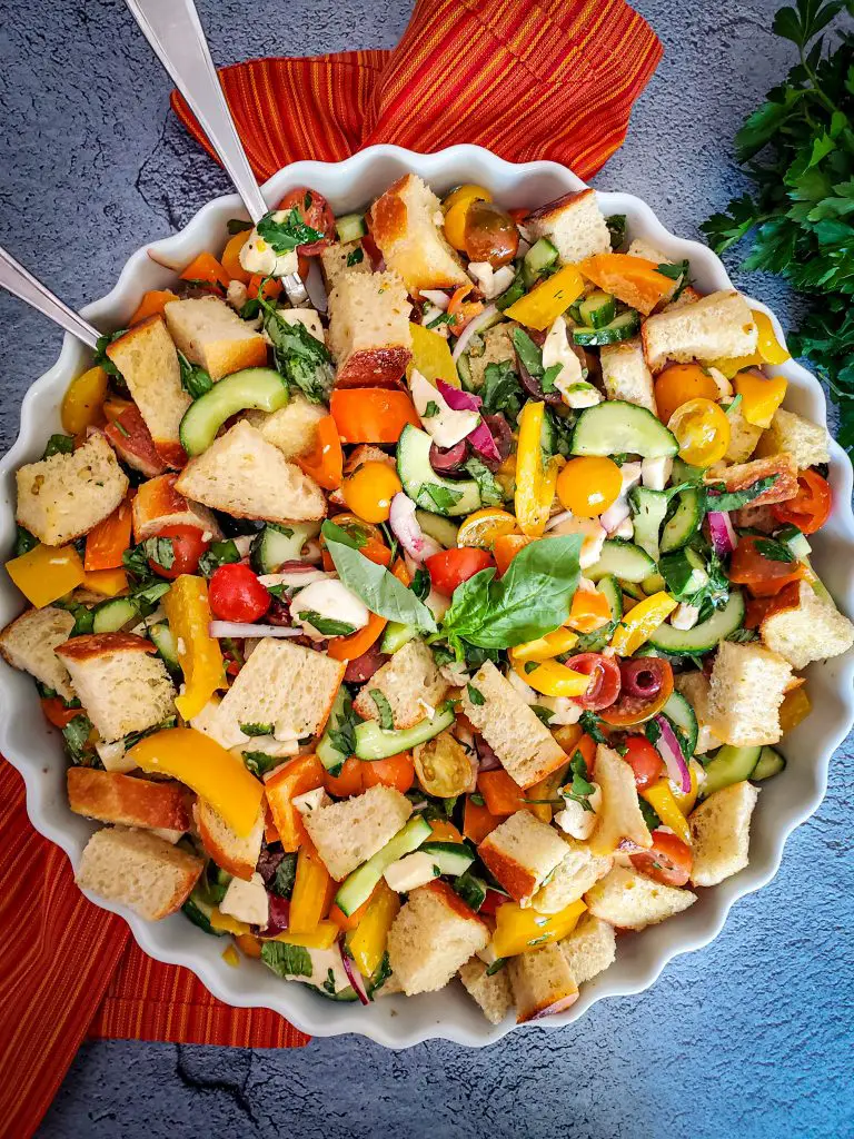 Panzanella Salad with Fresh Mozzarella and Herbs | Salt Sugar Spice