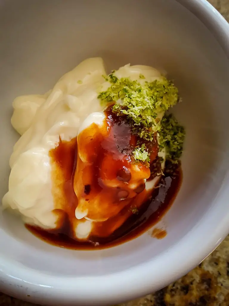 image of mayo, adobo sauce, lime zest for chipotle mayo