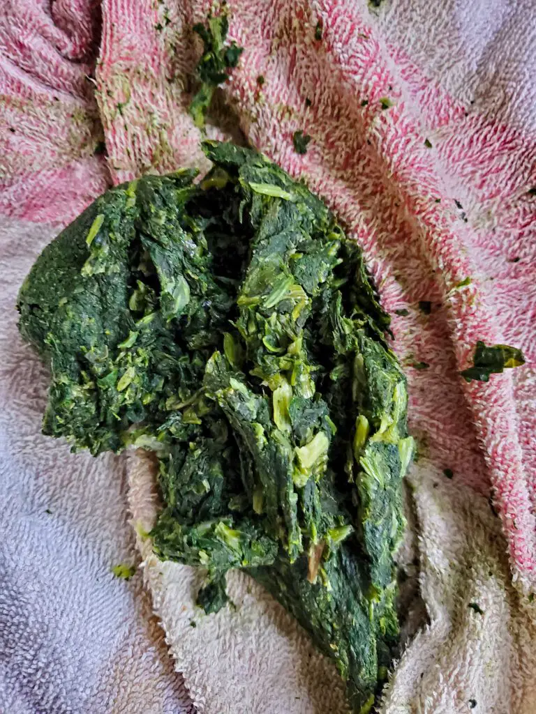 image of frozen spinach squeezed moisture