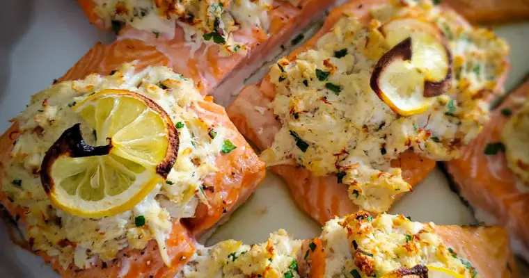 *Easy*Crab Stuffed Baked Salmon