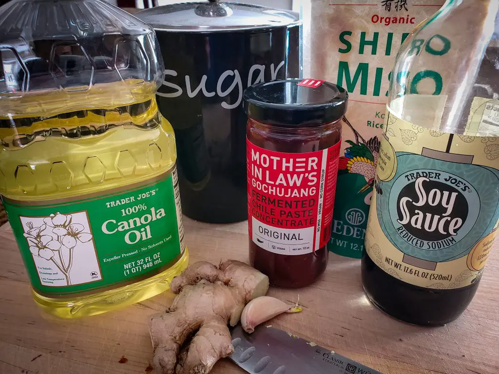 ingredients for 5 MINUTE Miso-Ginger Marinade
