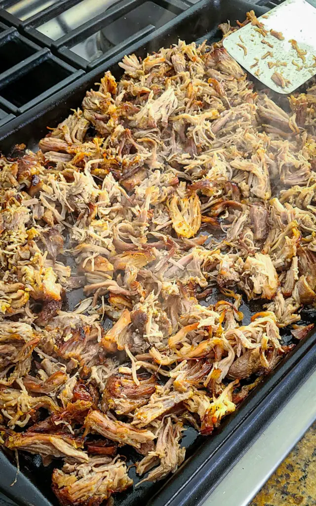 crispy carnitas on baking sheet