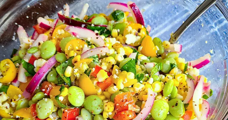 Lima Bean and Grilled Corn Salad with Quick Pickled Onions 