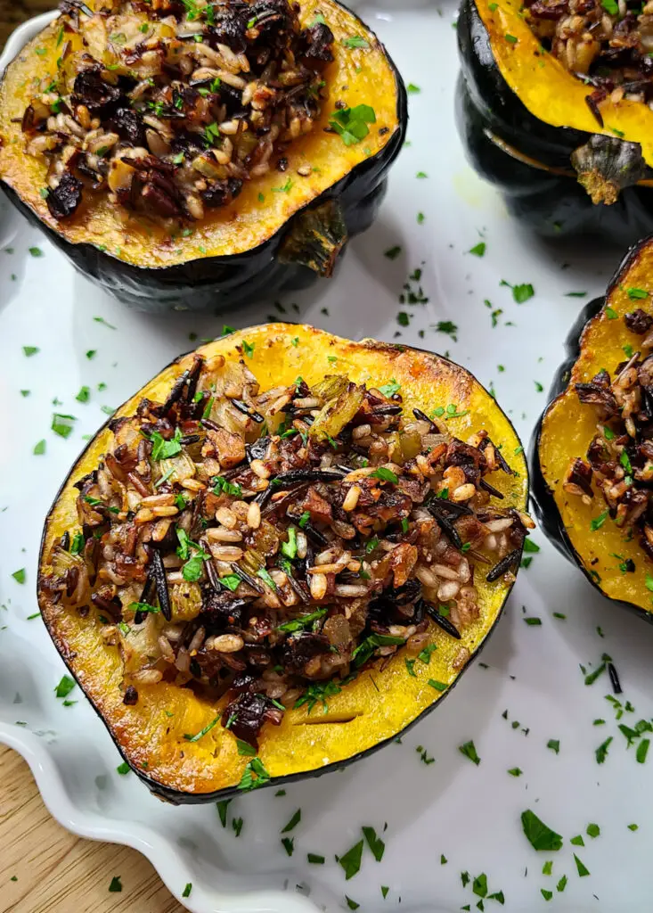 Maple Roasted Squash Stuffed with Harvest Wild Rice Medley