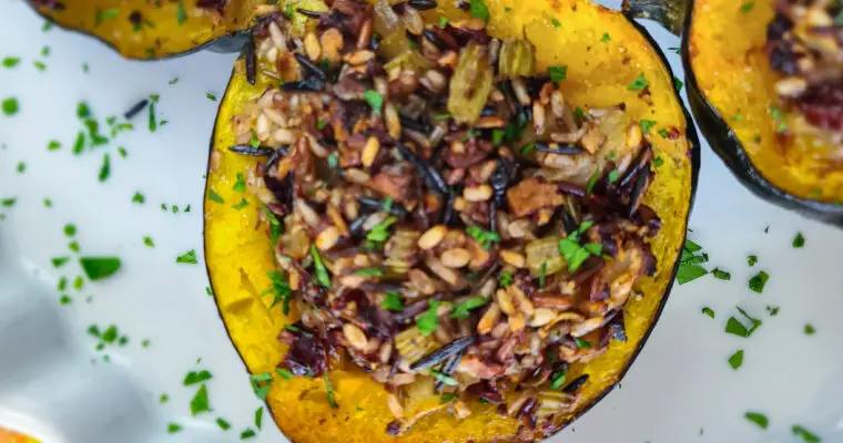 Maple Roasted Squash Stuffed with Harvest Wild Rice Medley