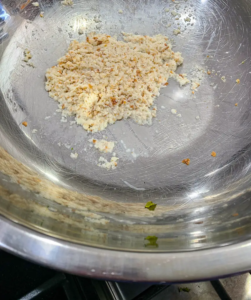 image of fresh bread crumb soaking in cream for the purpose of showing steps of how to make italian style meatloaf