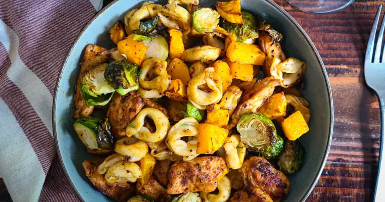 Chicken and Tortellini with Autumn Roasted Vegetables