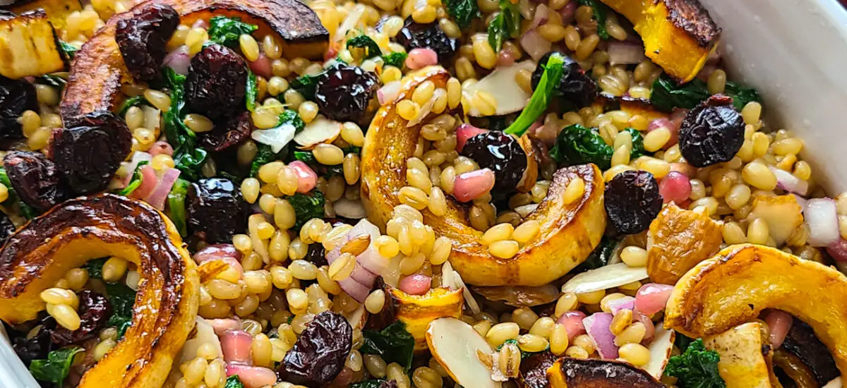 Autumn Wheat Berry Salad with Kale and Roasted Squash