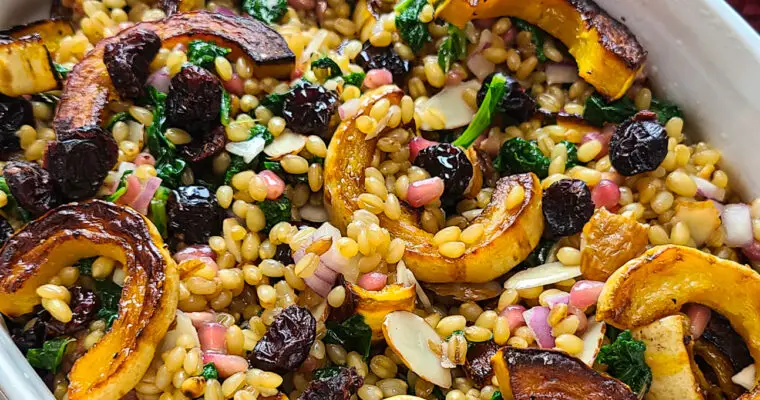 Autumn Wheat Berry Salad with Kale and Roasted Squash