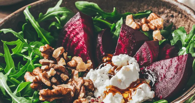 Roasted Beet and Quinoa Bowl with Goat Cheese