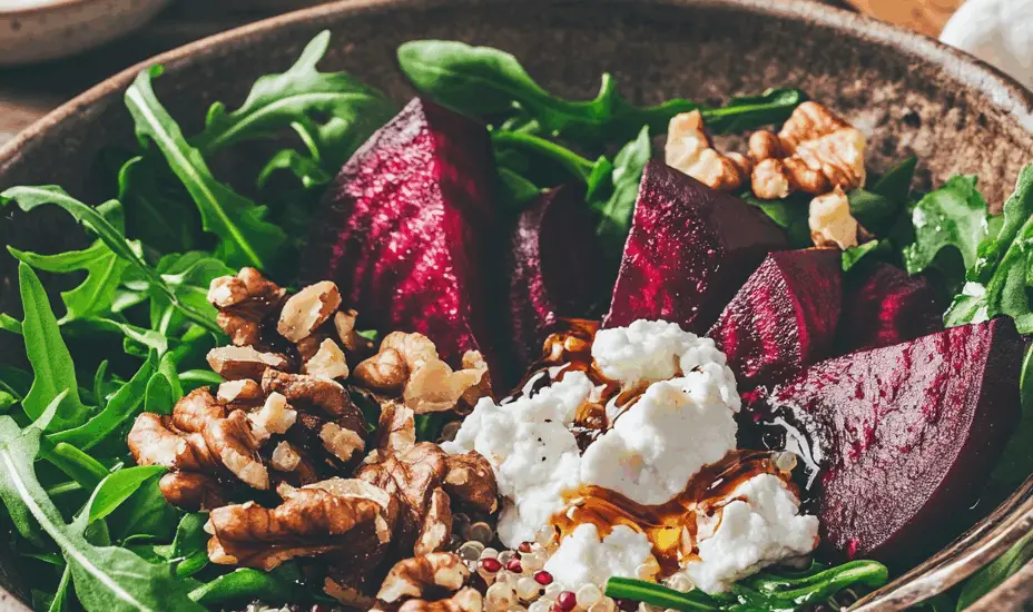 Roasted Beet and Quinoa Bowl with Goat Cheese